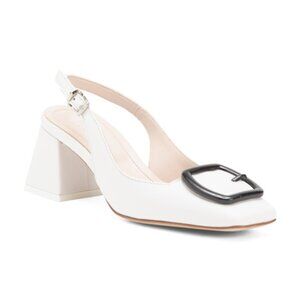 BEAUTIISOLES Made In Italy Leather Duchess Slingback Heels